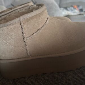 UGG Beige Suede Platform Boots